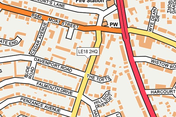 LE18 2HQ map - OS OpenMap – Local (Ordnance Survey)