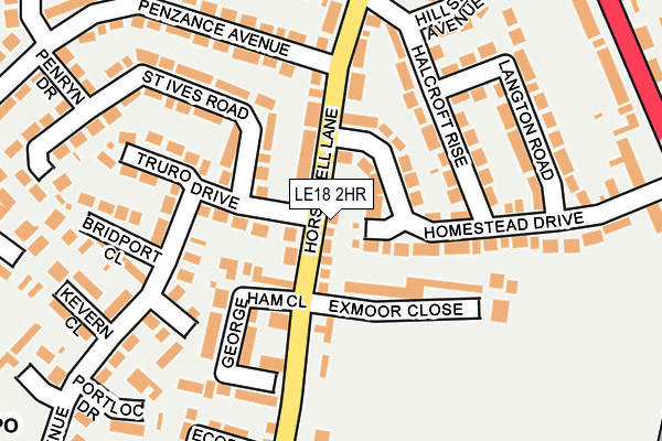 LE18 2HR map - OS OpenMap – Local (Ordnance Survey)