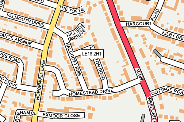LE18 2HT map - OS OpenMap – Local (Ordnance Survey)