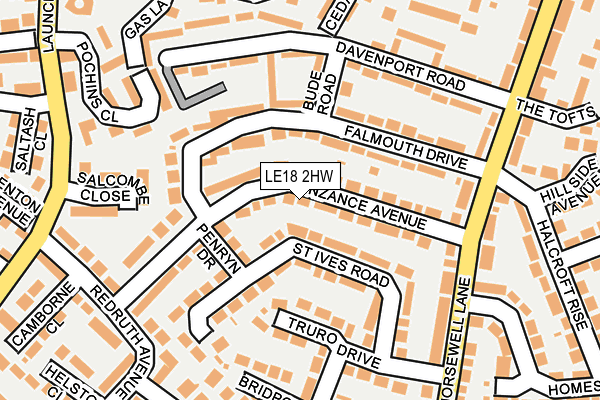 LE18 2HW map - OS OpenMap – Local (Ordnance Survey)