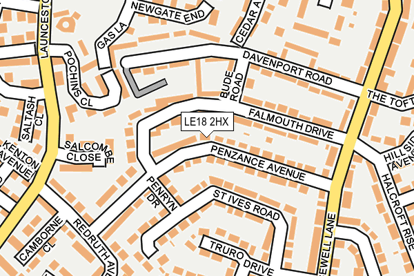 LE18 2HX map - OS OpenMap – Local (Ordnance Survey)