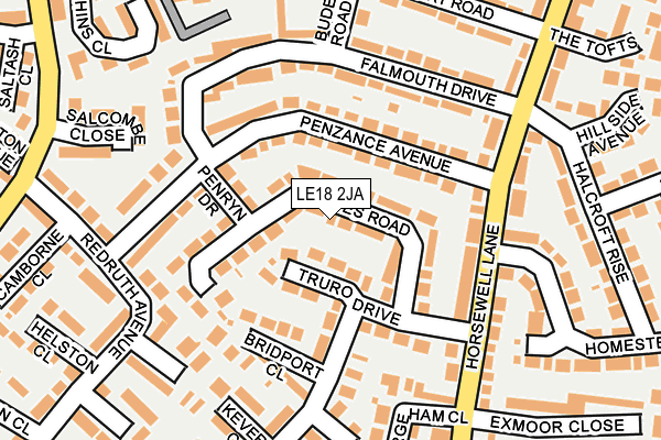 LE18 2JA map - OS OpenMap – Local (Ordnance Survey)