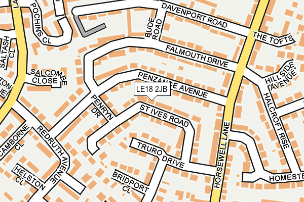 LE18 2JB map - OS OpenMap – Local (Ordnance Survey)