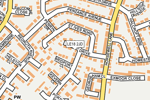 LE18 2JD map - OS OpenMap – Local (Ordnance Survey)