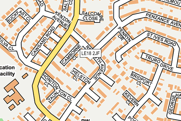 LE18 2JF map - OS OpenMap – Local (Ordnance Survey)