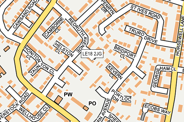 LE18 2JG map - OS OpenMap – Local (Ordnance Survey)
