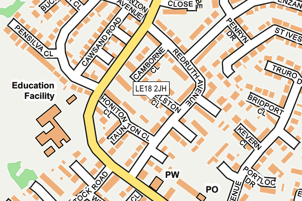 LE18 2JH map - OS OpenMap – Local (Ordnance Survey)