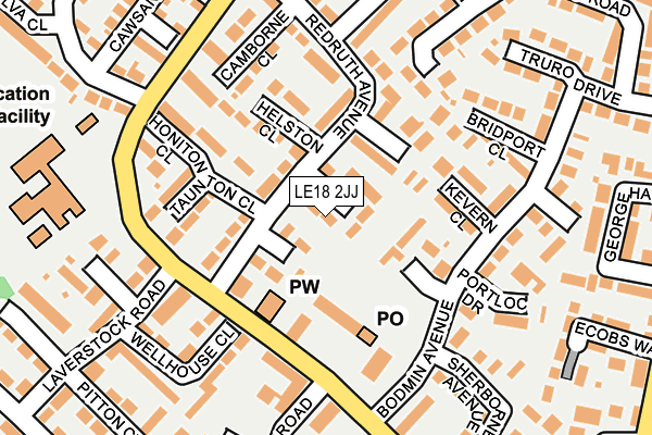 LE18 2JJ map - OS OpenMap – Local (Ordnance Survey)