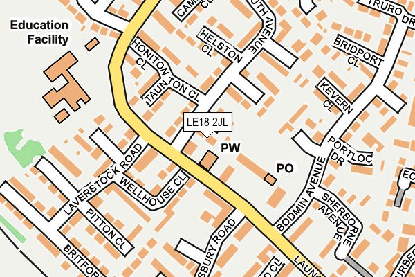LE18 2JL map - OS OpenMap – Local (Ordnance Survey)