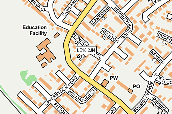 LE18 2JN map - OS OpenMap – Local (Ordnance Survey)