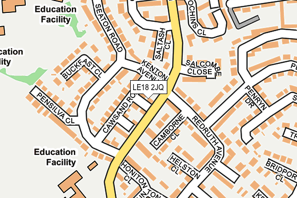 LE18 2JQ map - OS OpenMap – Local (Ordnance Survey)