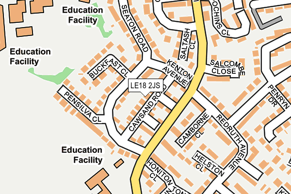 LE18 2JS map - OS OpenMap – Local (Ordnance Survey)