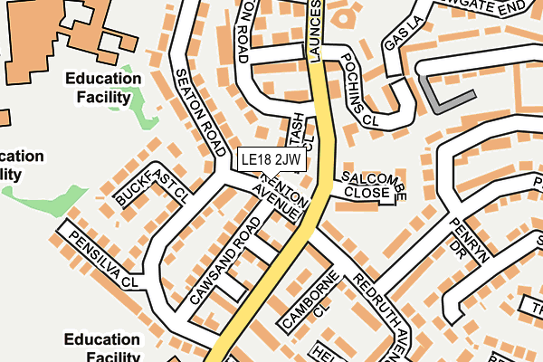 LE18 2JW map - OS OpenMap – Local (Ordnance Survey)