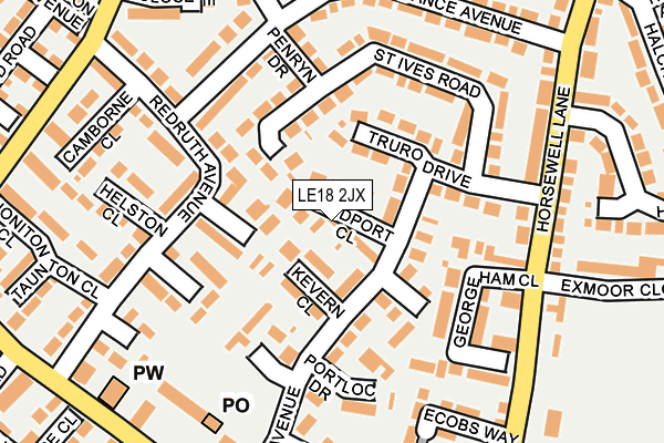 LE18 2JX map - OS OpenMap – Local (Ordnance Survey)
