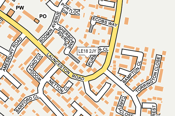 LE18 2JY map - OS OpenMap – Local (Ordnance Survey)