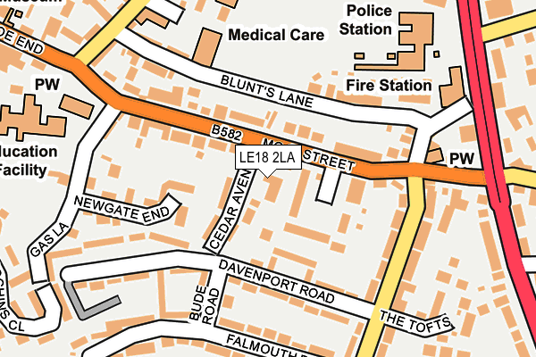 LE18 2LA map - OS OpenMap – Local (Ordnance Survey)