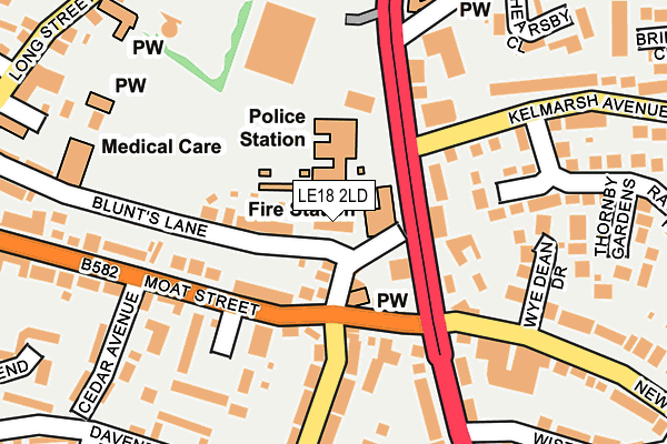 LE18 2LD map - OS OpenMap – Local (Ordnance Survey)