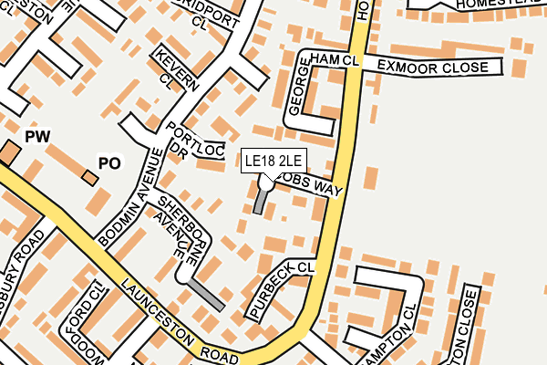 LE18 2LE map - OS OpenMap – Local (Ordnance Survey)