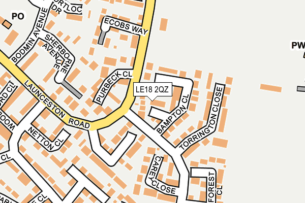 LE18 2QZ map - OS OpenMap – Local (Ordnance Survey)