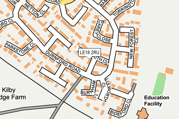 LE18 2RU map - OS OpenMap – Local (Ordnance Survey)