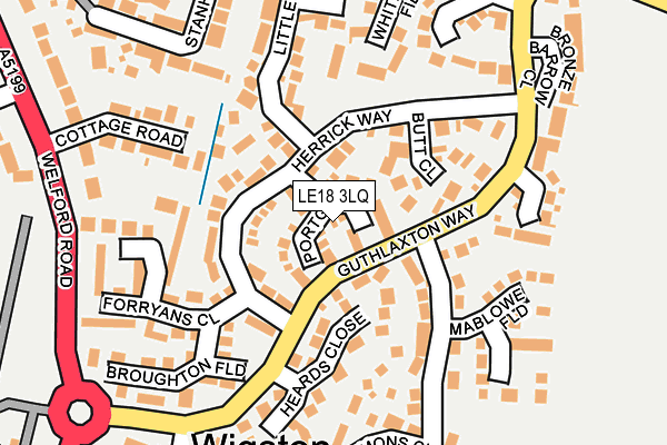 LE18 3LQ map - OS OpenMap – Local (Ordnance Survey)