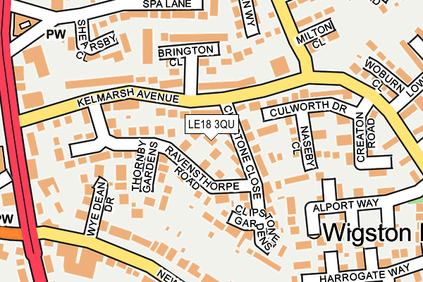 LE18 3QU map - OS OpenMap – Local (Ordnance Survey)