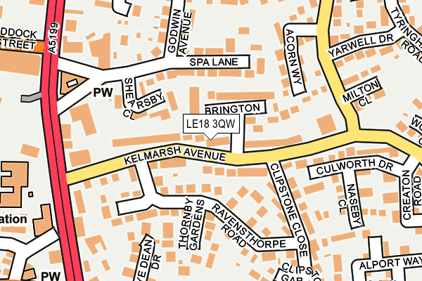 LE18 3QW map - OS OpenMap – Local (Ordnance Survey)