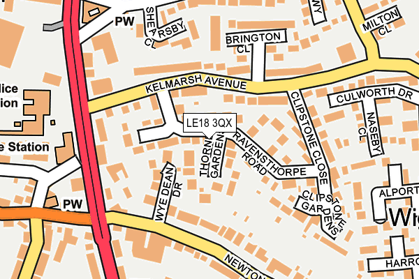 LE18 3QX map - OS OpenMap – Local (Ordnance Survey)