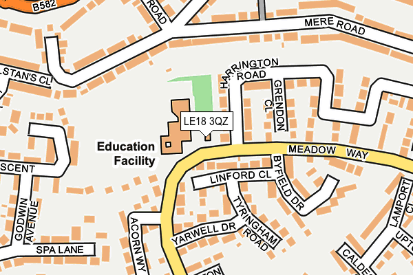 LE18 3QZ map - OS OpenMap – Local (Ordnance Survey)