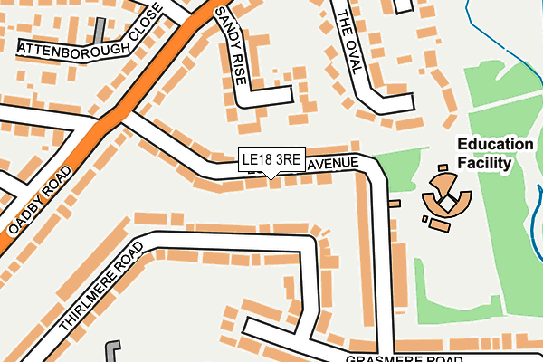 LE18 3RE map - OS OpenMap – Local (Ordnance Survey)
