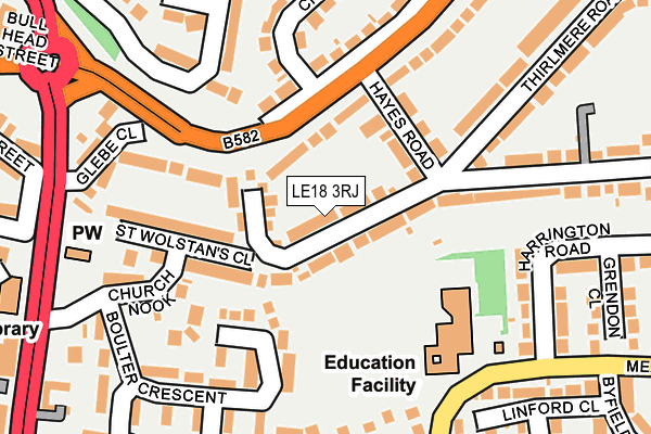 LE18 3RJ map - OS OpenMap – Local (Ordnance Survey)