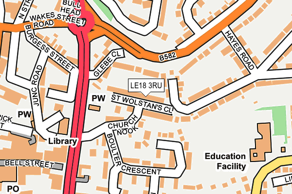 LE18 3RU map - OS OpenMap – Local (Ordnance Survey)