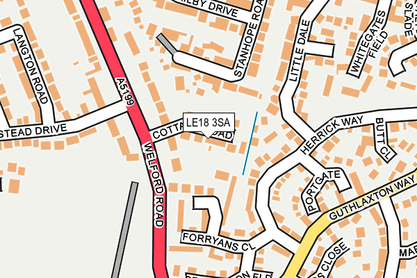 LE18 3SA map - OS OpenMap – Local (Ordnance Survey)