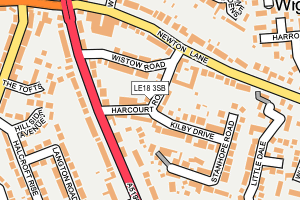 LE18 3SB map - OS OpenMap – Local (Ordnance Survey)