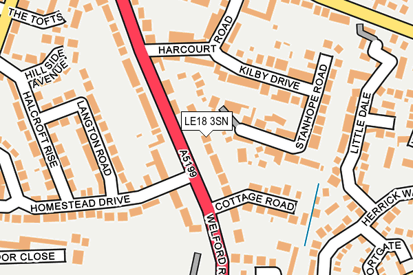 LE18 3SN map - OS OpenMap – Local (Ordnance Survey)