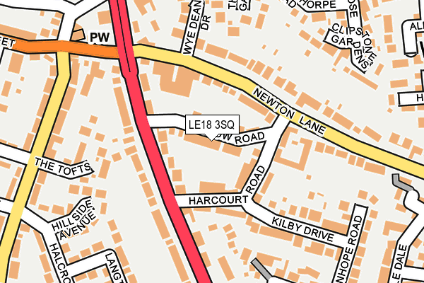 LE18 3SQ map - OS OpenMap – Local (Ordnance Survey)