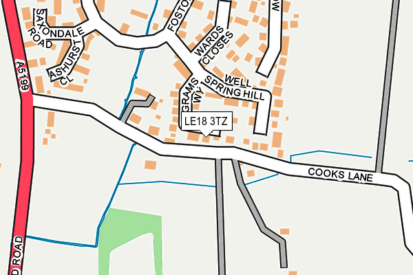 LE18 3TZ map - OS OpenMap – Local (Ordnance Survey)