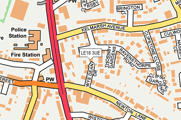 LE18 3UE map - OS OpenMap – Local (Ordnance Survey)