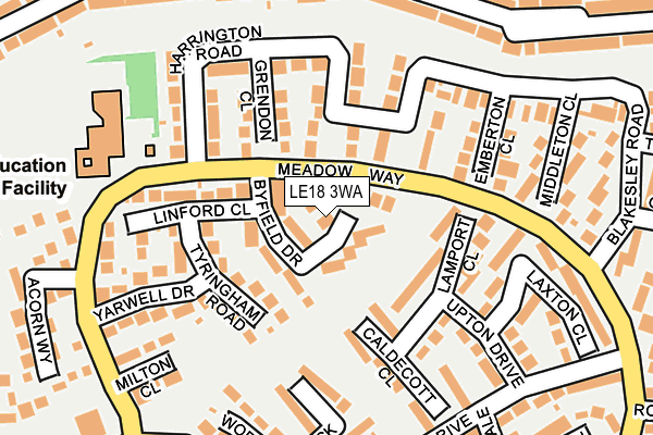 LE18 3WA map - OS OpenMap – Local (Ordnance Survey)