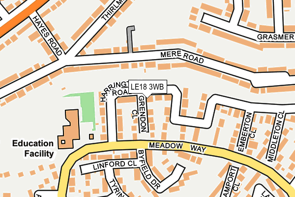 LE18 3WB map - OS OpenMap – Local (Ordnance Survey)