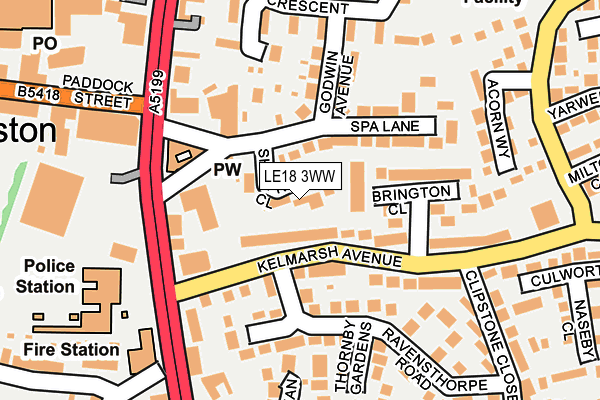 LE18 3WW map - OS OpenMap – Local (Ordnance Survey)