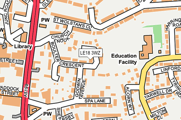 LE18 3WZ map - OS OpenMap – Local (Ordnance Survey)