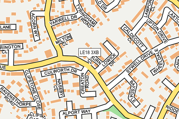 LE18 3XB map - OS OpenMap – Local (Ordnance Survey)