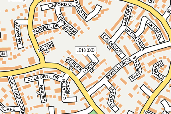 LE18 3XD map - OS OpenMap – Local (Ordnance Survey)