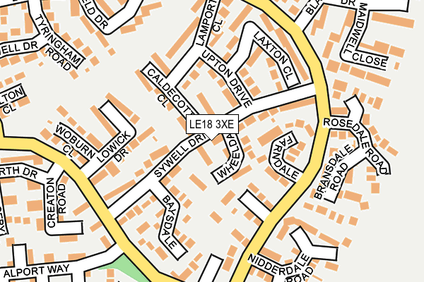 LE18 3XE map - OS OpenMap – Local (Ordnance Survey)