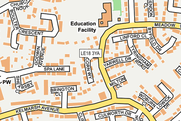 LE18 3YA map - OS OpenMap – Local (Ordnance Survey)