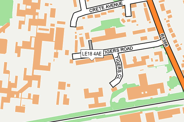 LE18 4AE map - OS OpenMap – Local (Ordnance Survey)