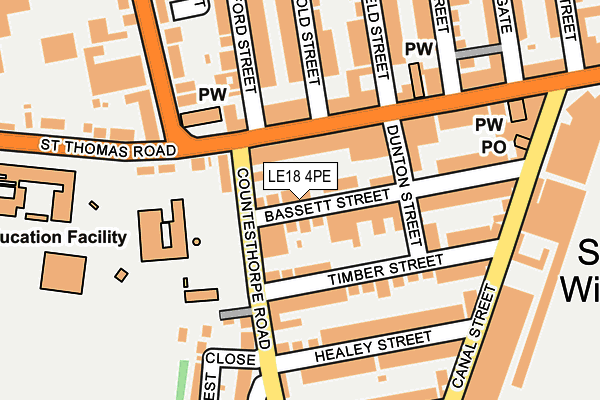 LE18 4PE map - OS OpenMap – Local (Ordnance Survey)