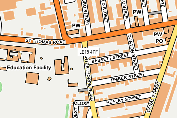 LE18 4PF map - OS OpenMap – Local (Ordnance Survey)