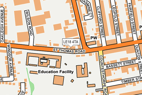 LE18 4TA map - OS OpenMap – Local (Ordnance Survey)